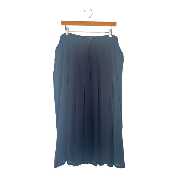 Simply Emma Black Pleated Chiffon Flowy Midi Overlay Lined Skirt Size 2X - Picture 3 of 12